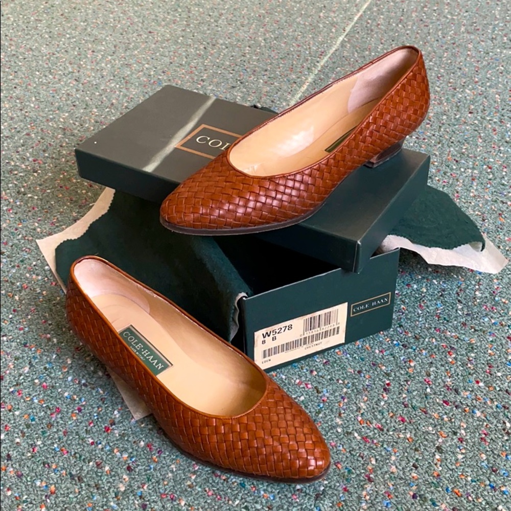 EDEN Cole Haan Woven kitty heel slip ons